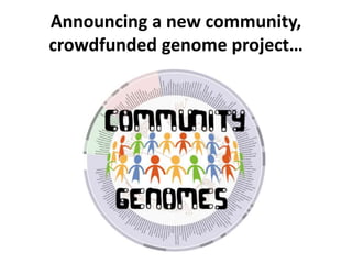 Announcing a new community,
crowdfunded genome project…
 
