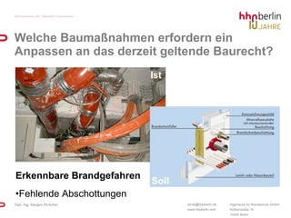 Erkennbare Brandgefahren Fehlende Abschottungen Welche Baumaßnahmen erfordern ein Anpassen an das derzeit geltende Baurecht? 