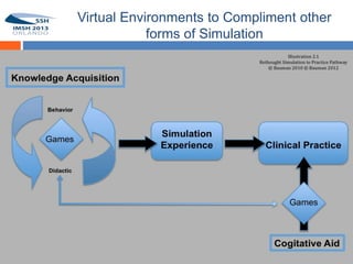 Virtual Environments to Compliment other
                     forms of Simulation


21




     .
 