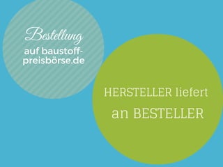 HERSTELLER liefert
an BESTELLER
Bestellung
auf baustoff-
preisbörse.de
 