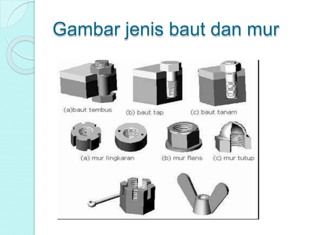 materi pengenalan baut dan mur untuk bengkel otomotif | PPTX