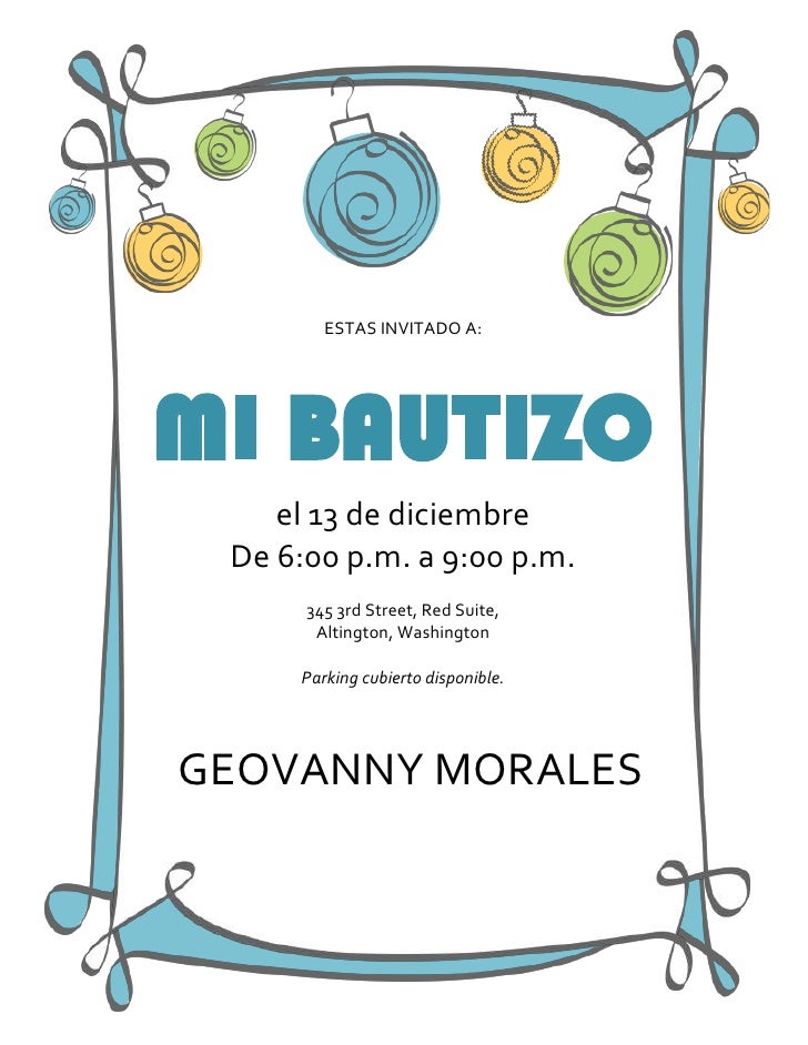 Invitaciones De Mi Bautizo