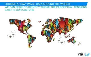 |
LOOKING AT BAV® IMAGE DATA AROUND THE WORLD,
WE CAN BEGIN TO IDENTIFY WHERE THE PERCEPTUAL TENSIONS
EXIST IN OUR CULTURE
 