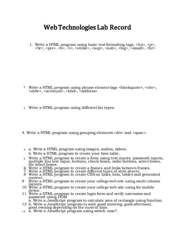 Ba web technologies lab record