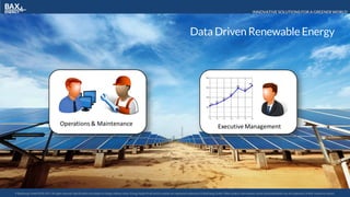 INNOVATIVE SOLUTIONS FOR A GREENER WORLD
© BaxEnergy GmbH 2010-2016.All rights reserved. Specifications are subject to change without notice. Energy Studio Pro® and its modules are registered trademarks of BaxEnergy GmbH. Other product and company names mentioned herein may be trademarks of their respective owners.© BaxEnergy GmbH 2010-2017.All rights reserved. Specifications are subject to change without notice. Energy Studio Pro® and its modules are registered trademarks of BaxEnergy GmbH. Other product and company names mentioned herein may be trademarks of their respective owners.
Data Driven Renewable Energy
 