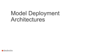 Model Deployment
Architectures
 