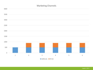 baydin | 2013
0
500
1000
1500
2000
2500
3000
3500
4000
1 2 3 4 5 6
Marketing Channels
AdWords FB Ad
 