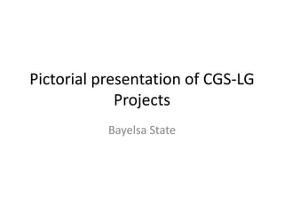 Pictorial presentation of CGS-LG
Projects
Bayelsa State
 