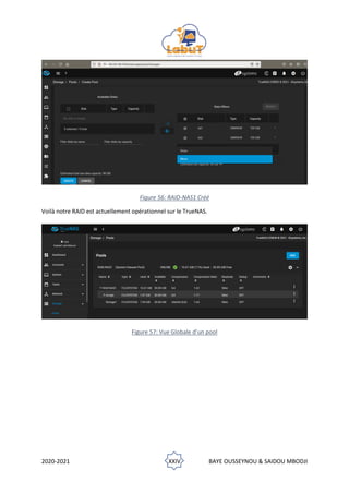 2020-2021 XXIV BAYE OUSSEYNOU & SAIDOU MBODJI
Figure 56: RAID-NAS1 Créé
Voilà notre RAID est actuellement opérationnel sur le TrueNAS.
Figure 57: Vue Globale d’un pool
 