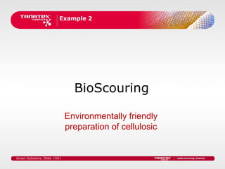 Example 2




                                BioScouring

                              Environmentally friendly
                              preparation of cellulosic


Green Solutions. Slide <52>
 
