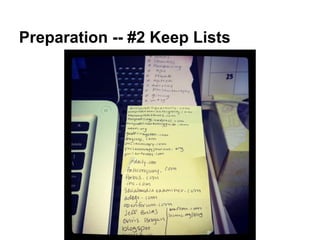 Preparation -- #2 Keep Lists
 