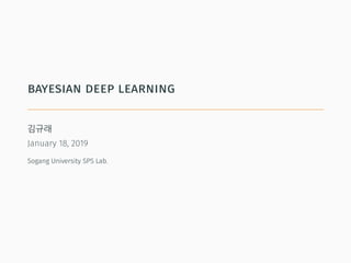 bayesian deep learning
김규래
January 18, 2019
Sogang University SPS Lab.
 