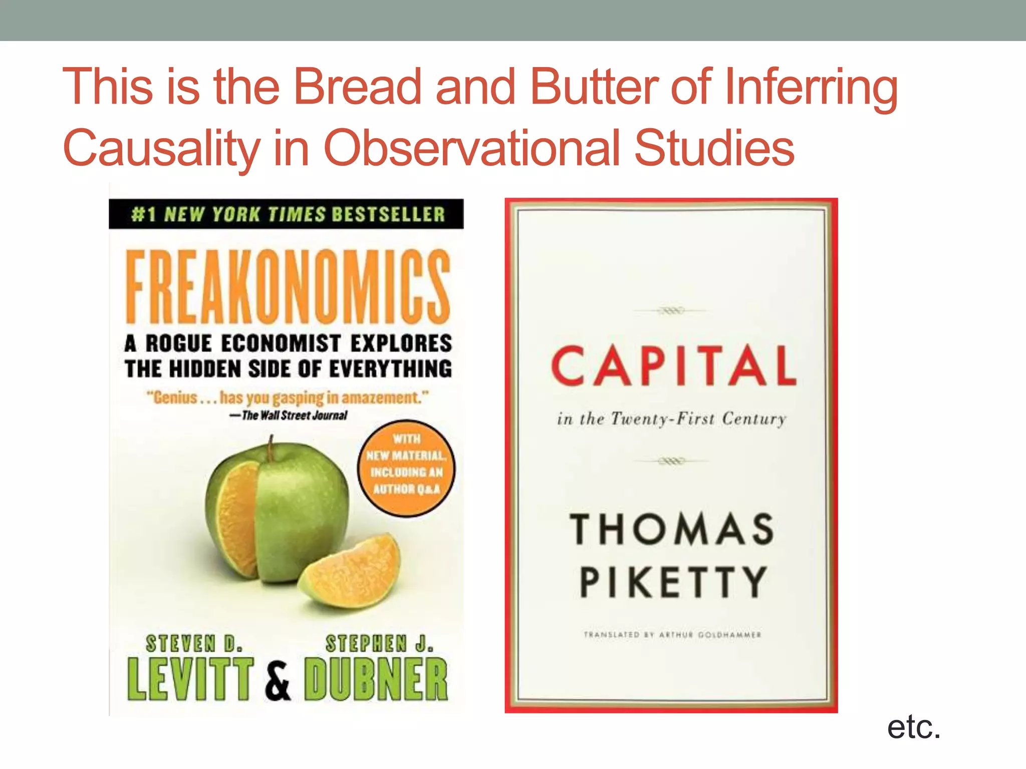 This is the Bread and Butter of Inferring
Causality in Observational Studies
etc.
 