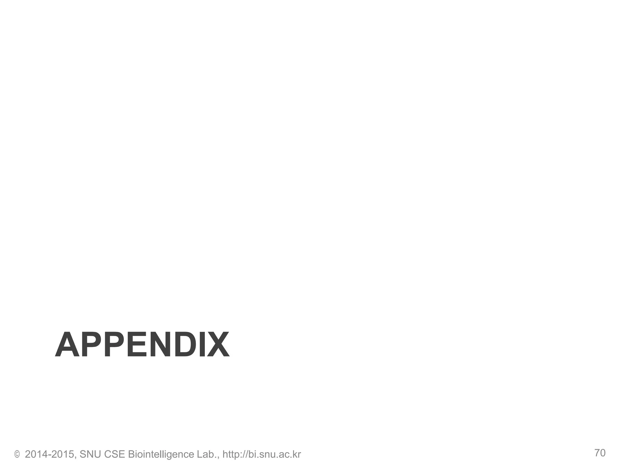 APPENDIX
© 2014-2015, SNU CSE Biointelligence Lab., http://bi.snu.ac.kr 70
 
