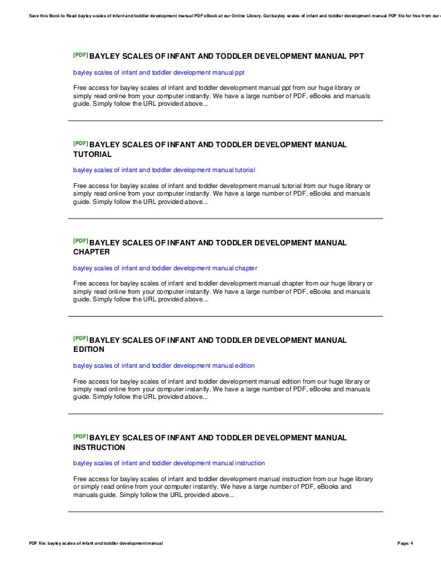 Bayley scales of infant and toddler development manual