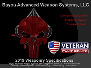 1,200 yard Range Certified
&Validated Weaponry
Perfection Refined…
 