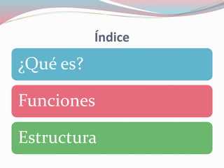 Índice
¿Qué es?
Funciones
Estructura