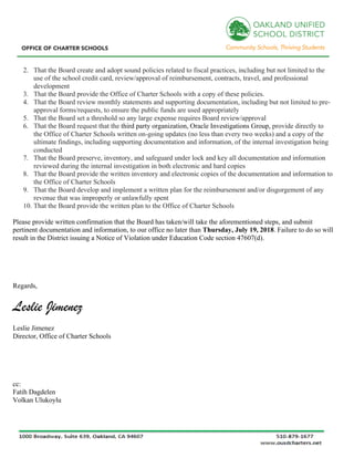 2. That the Board create and adopt sound policies related to fiscal practices, including but not limited to the
use of the...