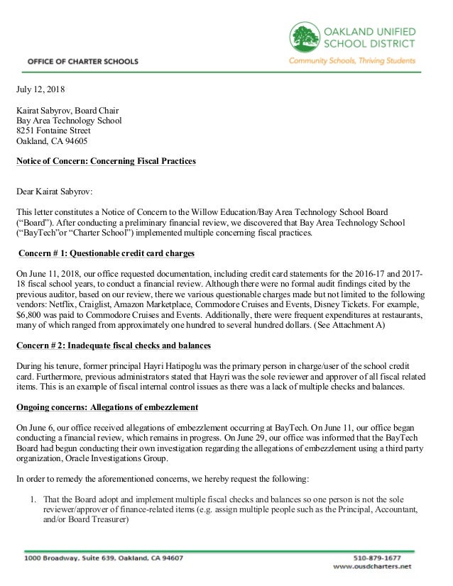 Bay Area Technology School Financial Mismanagement Gulen School