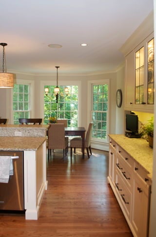 An addition of a bay window creates the perfect spot for a breakfast nook.
