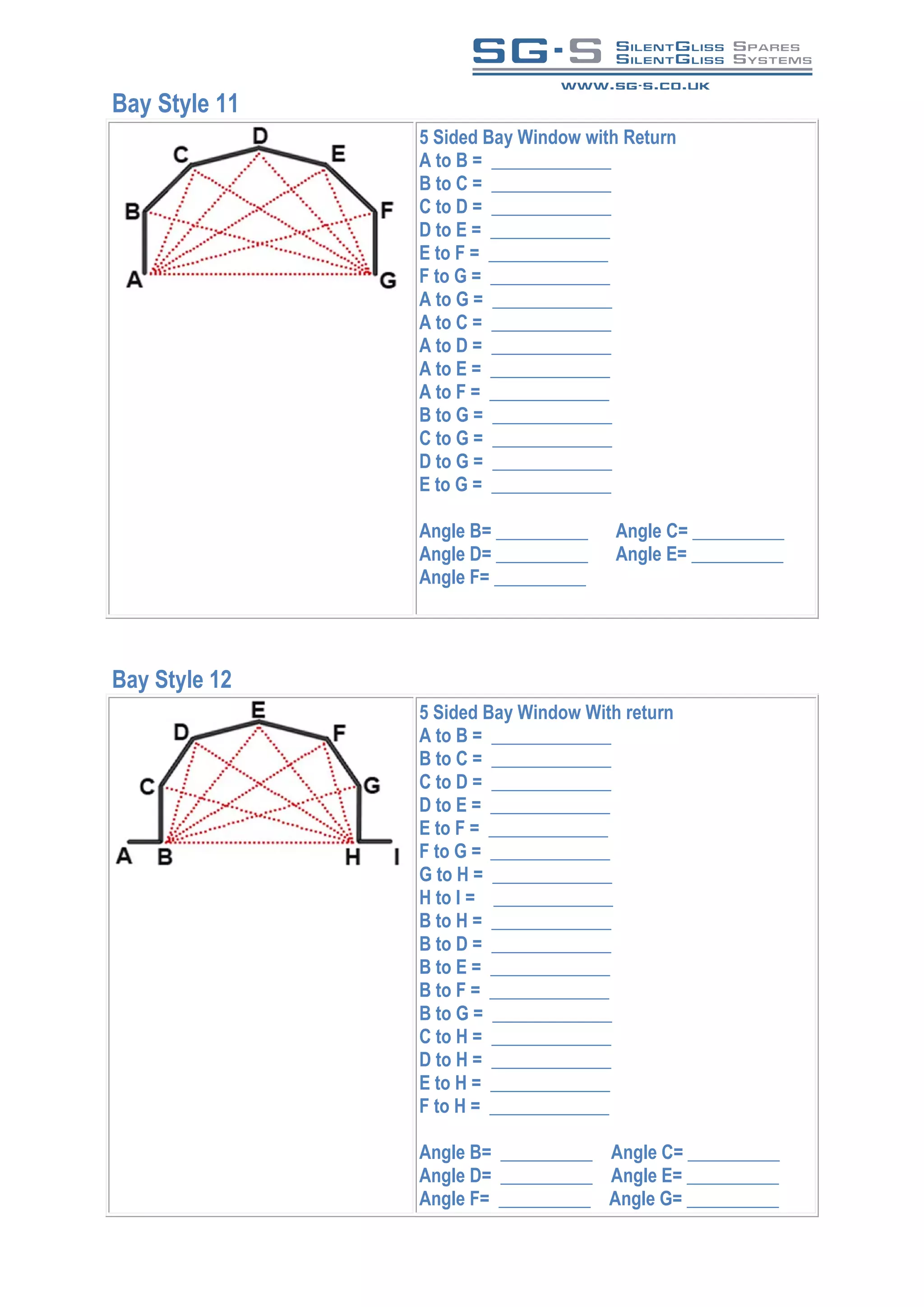Bay window measuring form | PDF | Free Download