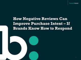 How Negative Reviews Can
Improve Purchase Intent – If
Brands Know How to Respond

 