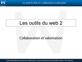 Les outils du Web 2.0 : collaboration et valorisation




Les outils du web 2

Collaboration et valorisation
 