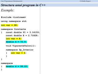 baze c++sructura unui program declarare variabilepdf. | PDF