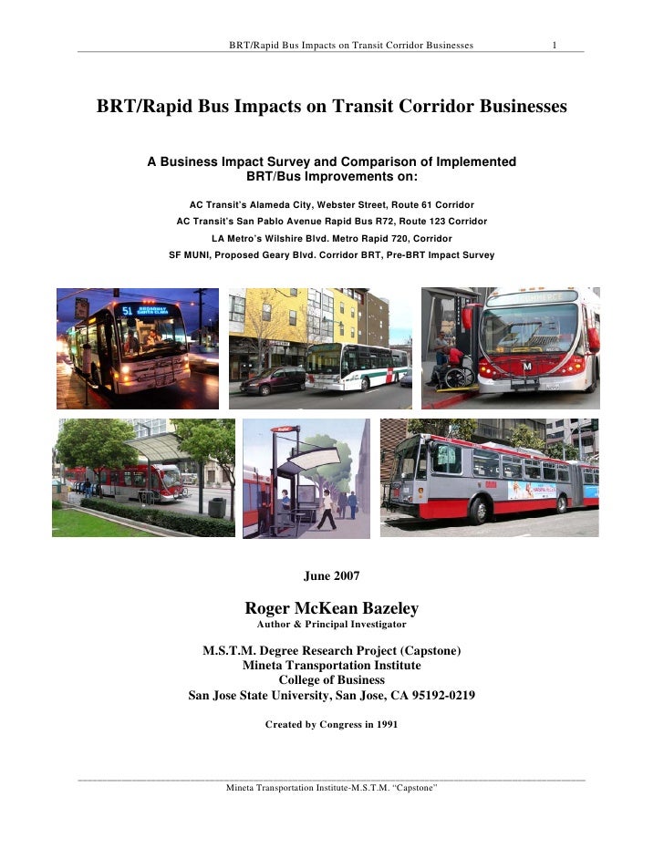 BRT/Rapid Bus Impacts on Transit Corridor Businesses               1   BRT/Rapid Bus Impacts on Transit Corridor Businesse...