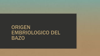 ORIGEN
EMBRIOLOGICO DEL
BAZO
 