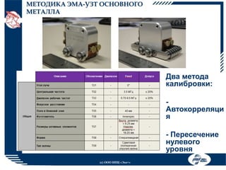 МЕТОДИКА ЭМА-УЗТ ОСНОВНОГО
МЕТАЛЛА

Два метода
калибровки:

Автокорреляци
я

18
(с) ООО НПЦ «Эхо+»

- Пересечение
нулевого
уровня

 