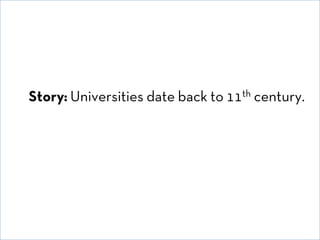 Story: Universities date back to 11th century.

© David E. Goldberg 2011

 
