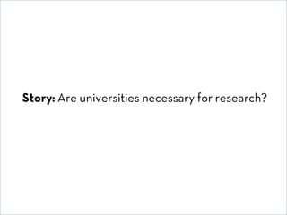Story: Are universities necessary for research?

© David E. Goldberg 2011

 