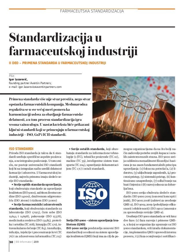 u prehrambenoj standardi iso industriji (deo Standardizacija u 2 industriji farmaceutskoj u prehrambenoj standardi iso industriji (deo Standardizacija u 2 industriji farmaceutskoj