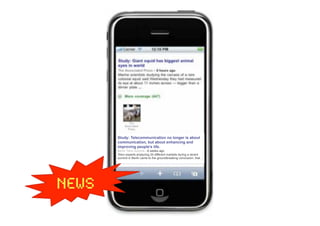 Study: Telecommunication no longer is about 
communication, but about enhancing and 
improving people’s life. 
Berlin Telco Summit - 8 weeks ago 
Telco experts analyzing 20 different markets during a recent 
summit in Berlin came to the groundbreaking conclusion, that … 
 