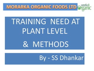 TRAINING NEED AT
PLANT LEVEL
& METHODS
By - SS Dhankar
 
