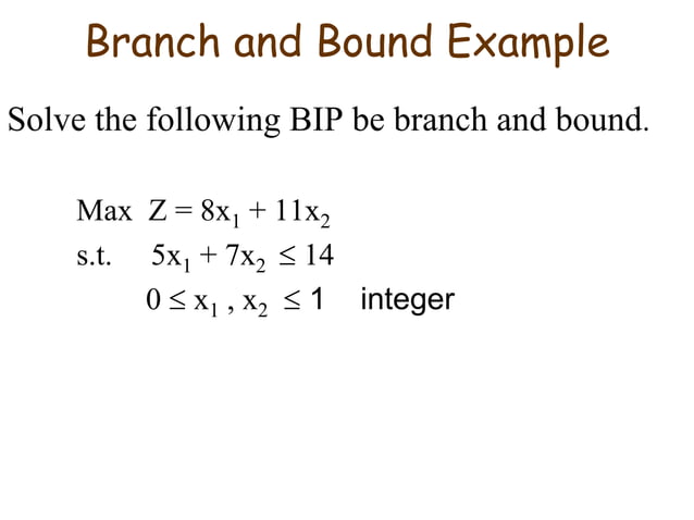 Branch-and-Bound Technique for Solving Integer Programs | PPT
