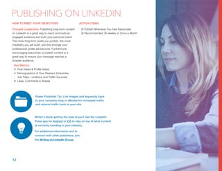 HOW TO MEET YOUR OBJECTIVES
Thought Leadership: Publishing long-form content
on LinkedIn is a great way to reach and build...