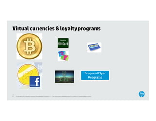 Virtual currencies & loyalty programs




                                                                                                                         Frequent Flyer
                                                                                                                           Programs



31
31   © Copyright 2012 Hewlett-Packard Development Company, L.P. The information contained herein is subject to change without notice.
 