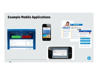 Example Mobile Applications




38   © Copyright 2012 Hewlett-Packard Development Company, L.P. The information contained herein is subject to change without notice.


     38
 