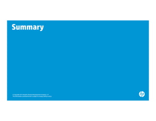 Summary




© Copyright 2012 Hewlett-Packard Development Company, L.P.
The information contained herein is subject to change without notice.
 