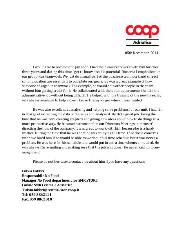 coop recommendation letter coop reference letter