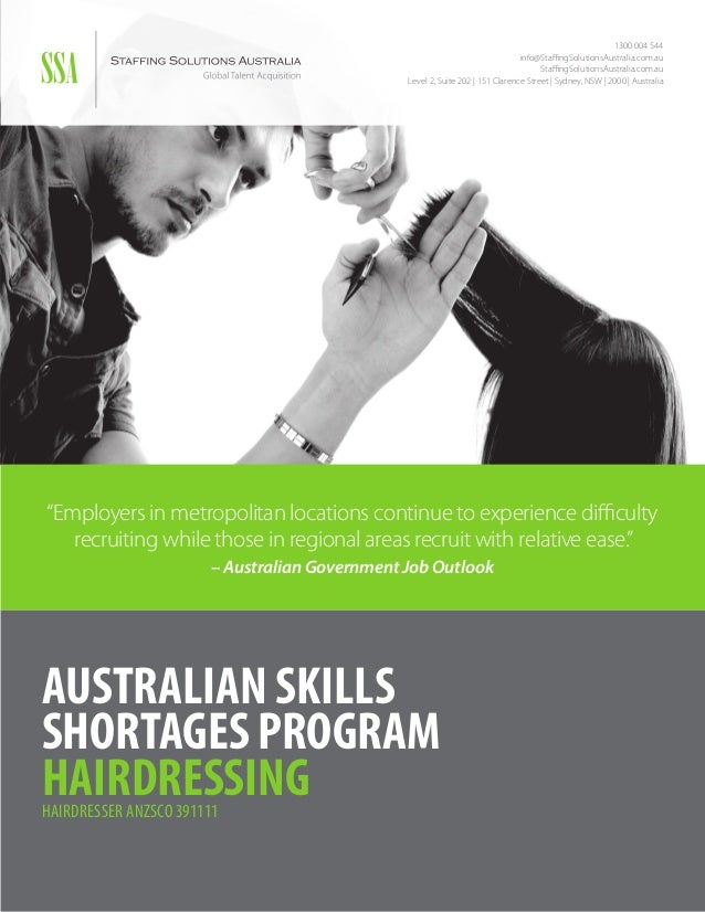 Hairdressers Australian Skills Shortages Program ANZSCO 391111