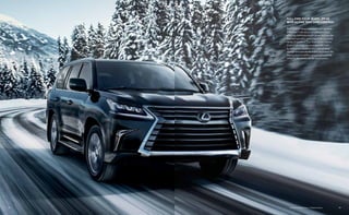 3332 LX shown in Black Onyx. // Options shown.
FULL-TIME FOUR-WHEEL DRIVE
WITH ACTIVE TRACTION CONTROL
The TORSEN®
torque-sensing limited-slip center
differential22
with electronic differential lock
efficiently distributes engine power between the
front and rear axles, optimizing traction in a wide
variety of conditions. Four-wheel Active Traction
Control helps keep you securely on the road
by using sensors to detect the onset of wheel
slippage and automatically applies the brake to the
slipping wheel. In addition, power is automatically
shifted to the wheels with the most traction.
 