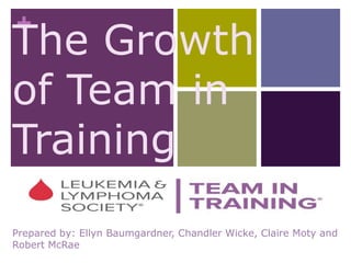 +
The Growth
of Team in
Training
Prepared by: Ellyn Baumgardner, Chandler Wicke, Claire Moty and
Robert McRae
 