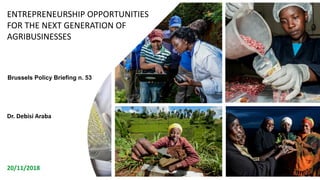 20/11/2018
Dr. Debisi Araba
ENTREPRENEURSHIP OPPORTUNITIES
FOR THE NEXT GENERATION OF
AGRIBUSINESSES
Brussels Policy Briefing n. 53
 