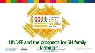 UNITED NATIONS DECADE OF FAMILY
FARMING 2019-2028
UNDFF and the prospects for SH family
farmingRoberto Ridolfi
Food and Agriculture Organization of
the United Nations
 