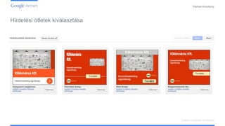PartnerAcademy
Hirdetési ötletek kiválasztása
Display hirdetések kialakítása
 