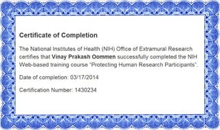 NIH Certificate of Completion