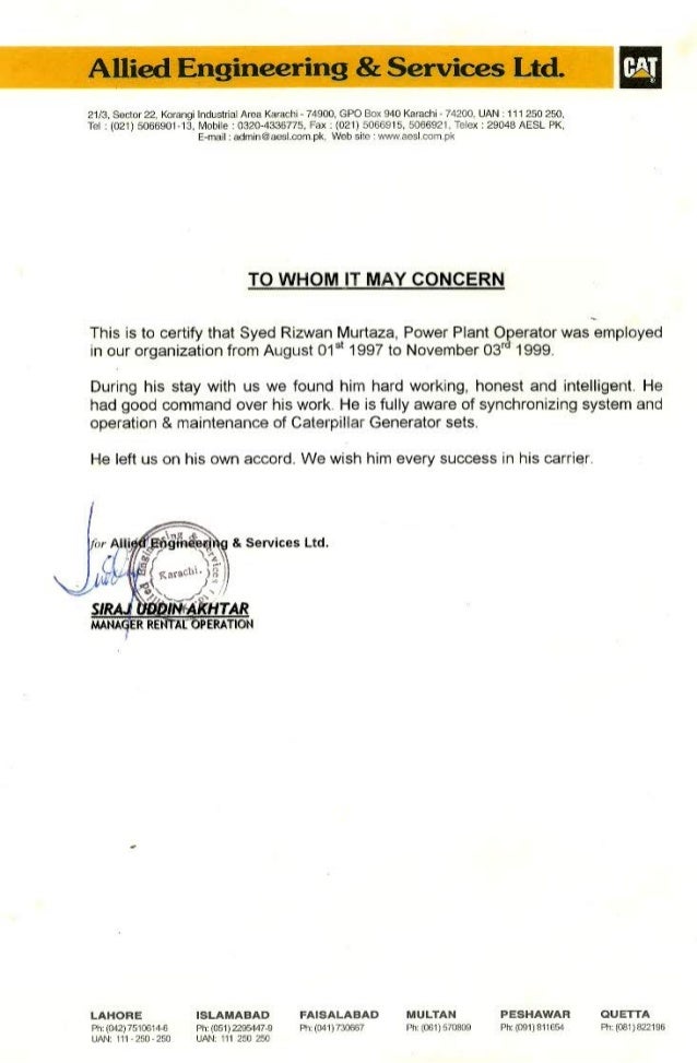 1. Allied Engineering Experiance certificate